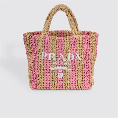 prada raffia stripe tote|prada raffia tote natural.